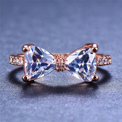 Dames Leuke Grote Strik Zirkoon Steen Ring Kleur Liefde Verlovingsringen Voor Vrouwen Paars Blauw Rood Regenboog Bruiloft Sieraden 7 gray