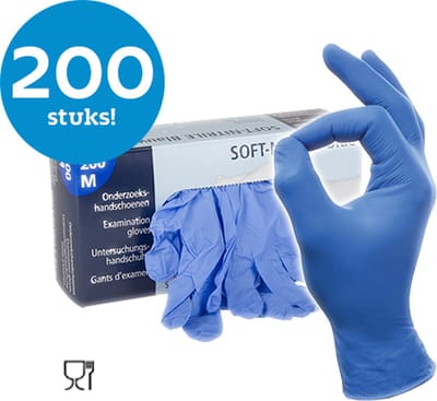 Euroglove Soft Nitril blauw Wegwerphandschoen - Maat S - Blauw - 200 paar