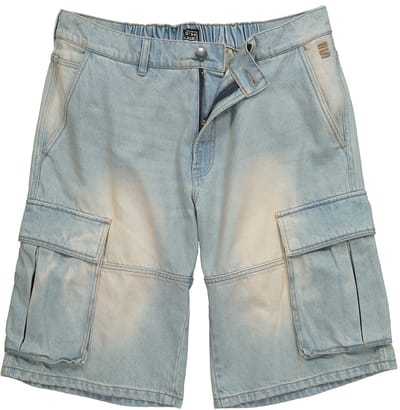 STHUGE - Heren - Denim bermuda baggy pasvorm cargozakken gebleekt denim - Gebleekt denim - Maat 58