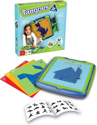 SmartGames Tangoes Jr. - Magnetisch Tangram Denkspel - 120 Educatieve Vormenuitdagingen - Compacte Puzzelkoffer & Solospel - Vanaf 4 Jaar
