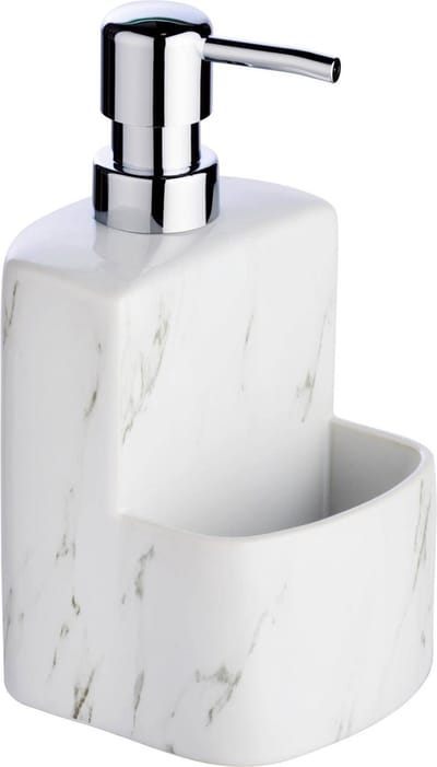 Dispenser voor vloeibare zeep met sponscontainer, marmerkeramiek, 380 ml, WENKO
