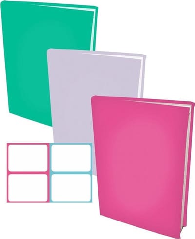 Meisjes pakket 5 assortiment rekbare boekenkaften A4 - 6 stuks inclusief kleur textiel labels