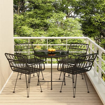 vidaXL - 5-delige - Tuinset - poly - rattan - zwart