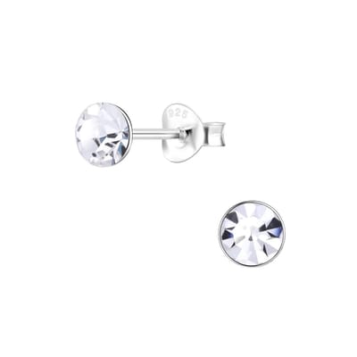 Joy|S - Zilveren 5 mm oorknoppen - kristal