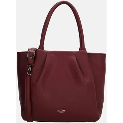 Charm London Lyon Shopper - Klein - Dames - Schoudertas - Ritssluiting - Magneetsluiting - Verstelbare Schouderband - Crossbody - Tote Bag - Dames Tas - Bordeaux rood