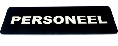 Deurbordje met tekst Personeel - 150 x 50 mm (incl. dubbelzijdige tape) - zwart / wit | Geborstelde RVS-look toplaag | Gratis Verzending