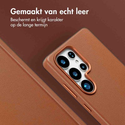 Accezz Hoesje - Geschikt voor Samsung Galaxy S25 Ultra - Magnetische Ring Leather Backcover - Sienna Brown