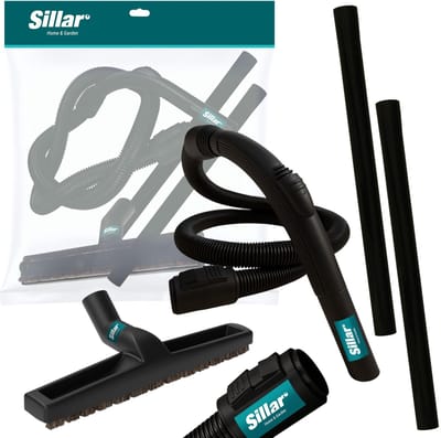 Sillar Stofzuiger Accessoires Set – voor Kärcher WD2 WD3 WD4 WD5 WD6 WD7 – 2m Zuigslang, 2x Verlengbuis 35mm, Vloerborstel 30cm met Natuurlijke Haren
