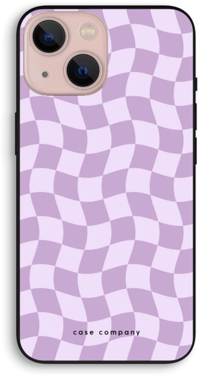 Case Company® - Hoesje geschikt voor iPhone 13 mini hoesje - Grid Paars - Biologisch Afbreekbaar Telefoonhoesje - Bescherming alle Kanten en Schermrand