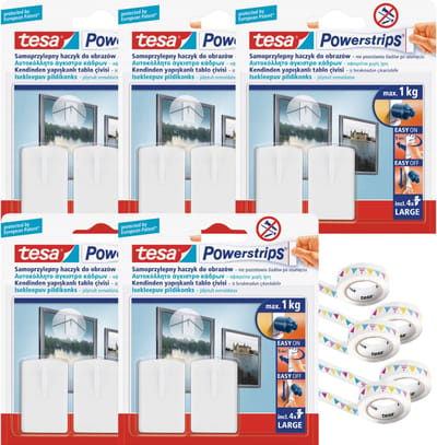 Tesa Powerstrips - Zelfklevende Haken - 1kg - 5 Stuks - Washi Tape