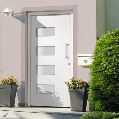 vidaXL - Voordeur - 100x200 - cm - aluminium - en - PVC - wit