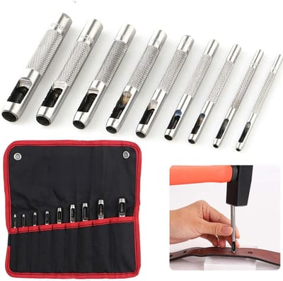 PromoHome 9-delige Holpons Set voor Zacht Materialen - Professionele Gereedschappen met Opbergtas