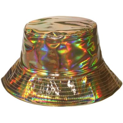 Chapeau de pêcheur laser pour femmes Style européen et américain Chapeau bob Mode Décontracté Polyvalent Cuir Imperméable Chapeau de pluie M（56-58） brown