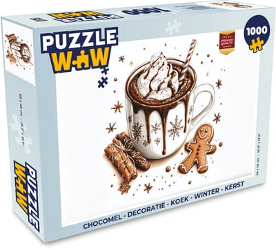 Puzzel Chocomel - Decoratie - Koek - Winter - Kerst - Legpuzzel - Puzzel 1000 stukjes volwassenen - Kerst - Cadeau - Kerstcadeau voor mannen, vrouwen en kinderen