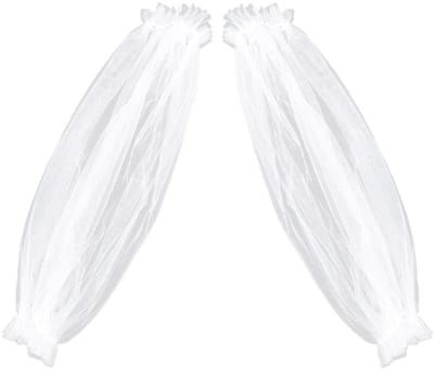 Dailygoody - Afneembare tule pofmouwen - Kostuumaccessoire - Bruidsmouwen met kant - Wit - Geschikt voor trouwjurk - 60 x 21 cm