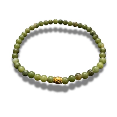 Armband - natuursteen - Groene Jade - 4 mm - 19 cm - goudkleurig element