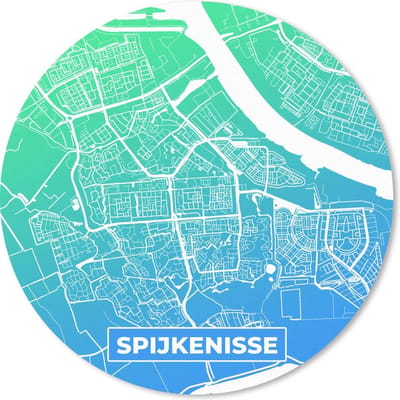 Muismat rond 20x20 cm - Mousepad Stadskaart - Spijkenisse - Blauw - Ronde muismatten