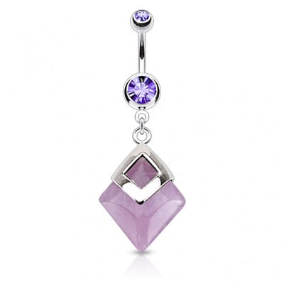 Navelpiercing half edelsteen hanger - Amethyst - LMPiercings