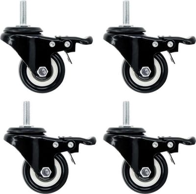 4 x zwenkwielen met rem M8 transportwielen - industriële zwenkwielen 360° - aluminium profielaccessoires