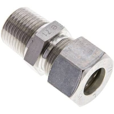 1/2'' NPT Buitendraad x 15L RVS Rechte Knelfitting 315 Bar DIN 2353 - FL2S-MO-ST-012N-15-L