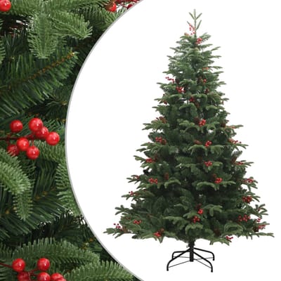 vidaXL - Kunstkerstboom - met - scharnieren - dennenappels - en - bessen - 180 - cm