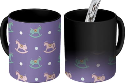 Magische Mok - Foto op Warmte Mokken - Koffiemok - Hobbelpaard - Patronen - Geboorte - Magic Mok - Beker - 350 ML - Theemok