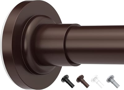 Famanu - Gordijnroede zonder boren 48-155 cm brons, verstelbare klemstang voor gordijnen of douche