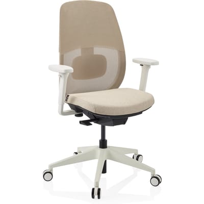 Ergonomische bureaustoel Skandis zonder hoofdsteun beige / wit frame hjh OFFICE