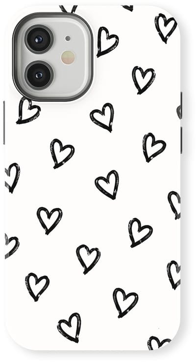 Tough Hoesje met Hartjes geschikt voor iPhone 12 | Little Love Tough Case Geschikt voor Mag | Hartjes Print Backcover geschikt voor iPhone 12 Mono Hearts