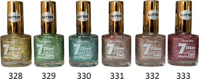 Leticia Well - Glitter Nagellak - Set van 6 flesjes - Goud - Groen - Blauw - Zilver - Rood - Roze - Multi - Grote, kleine en mini glitters