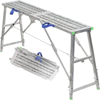 Werkplatform Ladder - Steiger Kruk - Huis Onderhoud - In Hoogte Verstelbaar - 140cm - Zilver