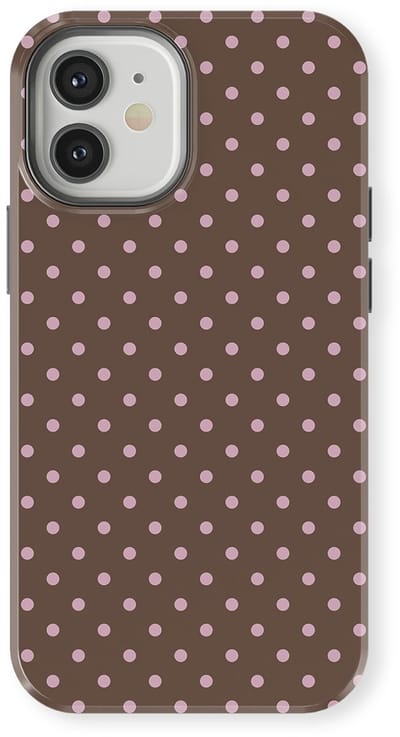 Polka Dots Hoesje geschikt voor iPhone 12 | Geschikt Voor Mag | Stippen Design Backcover geschikt voor iPhone 12 Choco Blush