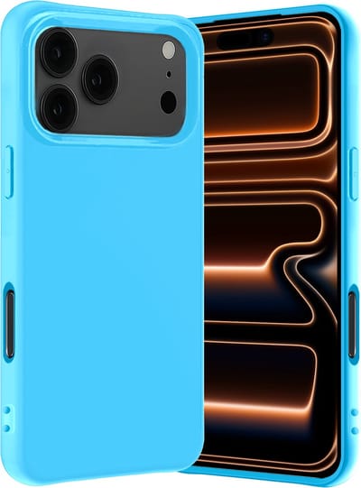 Hoes - Geschikt voor Apple iPhone 17 Pro Max / 18 Pro Max - Sterk & Shockproof - Hoesje Cover - Siliconen Case - Lichtblauw