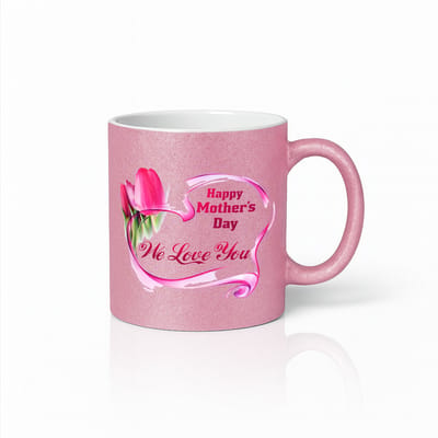 Happy Mother's Day We Love You Koffiemok - 330ml - Volledig Roze Keramische Mok - Moederdag Cadeau