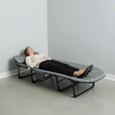 Kampeerbed - Opvouwbaar bed - Buiten slapen - Robuust stalen frame - 190 cm - Grijs