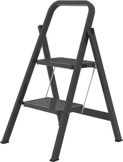 Altrex Giant Total Black Huishoudtrap 2 treden - Lichtgewicht aluminium - Werkhoogte 2.45m - Opberghoogte 0.90m