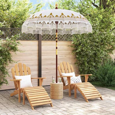 vidaXL - Balinese - Parasol - 190 - x - 190 - x - 260 - cm - Katoen - Rond - Crèmekleurig