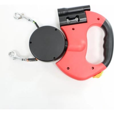 Intrekbaar Dubbel Hondentuigje LED-licht 360° Draaibaar Geen Knoop 3M Reflecterend Huisdierlijnen Voor Twee Honden Uitlaten