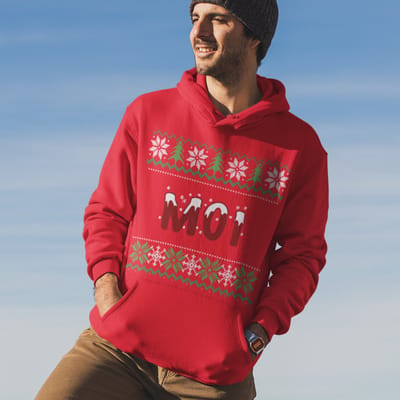 Drenthe Kerst Hoodie Rood Moi - Maat XS - Uniseks Fit - Kerstkleding Voor Dames & Heren