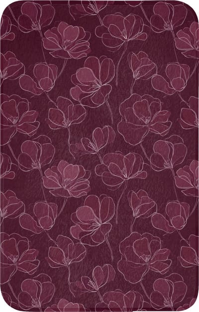 WC mat 50x80 cm - Antislip - Bloemen - Patroon - Bordeauxrood - Toiletmat - Vloermat - Douchemat - Toilet tapijt - Toiletmatten