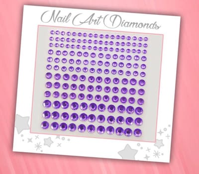 Nail Art Diamonds (165 Diamantjes Paars) [Zelfklevend Nagel Steentjes Decoratie Versiering - Manicure Kunstnagels Nepnagels - Acryl Nagels Rhinestone Rhine Stones]