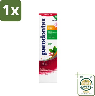 1 x Parodontax - Tandpasta - Herbal Twist - Ginger & Mint - 75 ml- Tandpasta - Tandvleesbescherming - Gember En Munt - Gezond Tandvlees - Tandplak Verwijderen