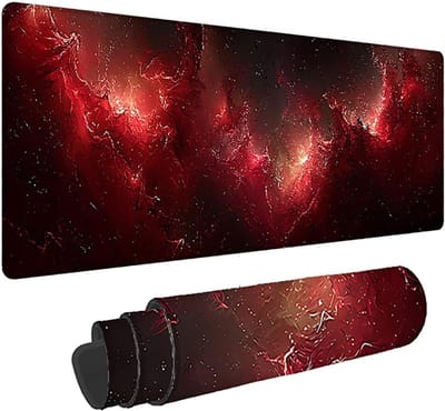 XXL Muismat - Grote Bureauonderlegger - Gaming Kantoor Thuis - Antislip Genade Randen - 160x80x0.3 cm - Bordeauxrood