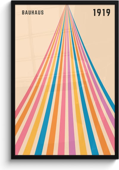 Poster in lijst - Fotolijst 60x90 cm - Posters - Bauhaus - Kleurrijk - Abstract - Modern - Kunst - Posterlijst zwart - Decoratie - Wanddecoratie woonkamer - Muurdecoratie slaapkamer