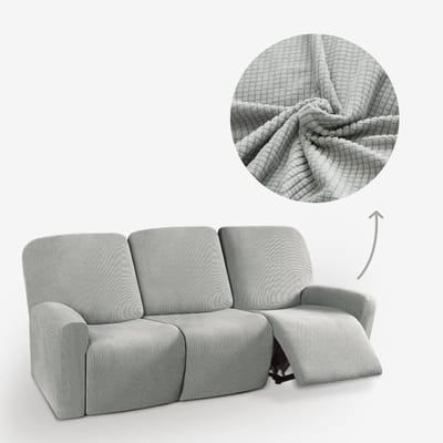 BankhoesDiscounter Knitted Recliner Fauteuil Hoes – Relaxzetel – Relax Sofa Hoes – Bankbeschermer – Zetel Hoes - Sofa Cover - M3 (175-231cm) - Lichtgrijs