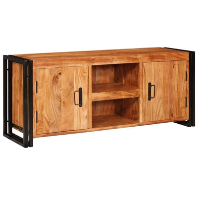vidaXL - TV - Kast - met - plank - Bruin - 120 - x - 33 - x - 50 - cm - Massief - acaciahout
