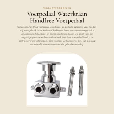 Dailygoods- Voetpedaal - Handenvrije bediening - Koper constructie - Snelle doorstroming - Duurzaam - Erosiebestendig - Waterkraan