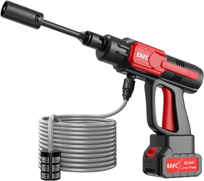 EAFC Draadloze Hogedrukreiniger - Incl. 21V Accu - 60 Bar - Auto Was Set - Terrasreiniger - Hogedrukspuit - Zwart