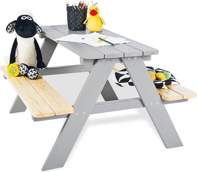 Pinolino-Kinderpicknicktafel-met-bank-Nicki-für-4-hout-grijs