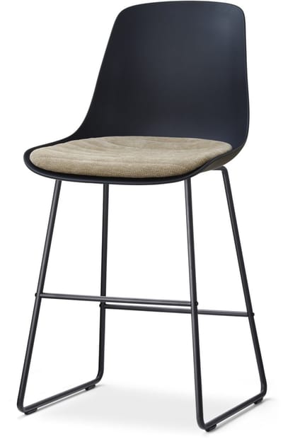 Nolon Nino-Liv barkruk zwart met nougatbruin Zitkussen - zwart onderstel - 65 cm
